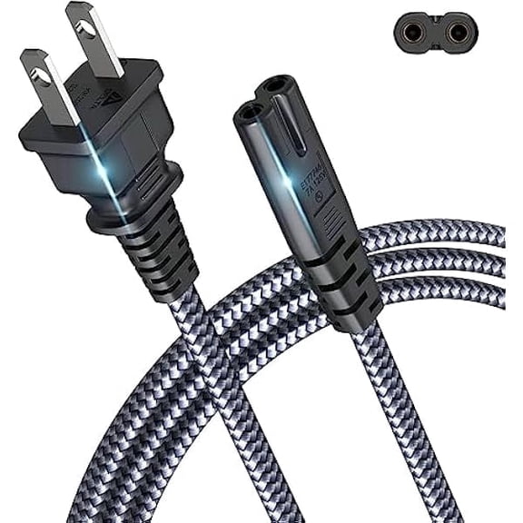 xixishop Power Cord, 10FT/3M AC Power Cable 7A 125V TV Power Cord 18AWG 2 Prong Power Cable Replacement for PlayStation, PS5, PS4, PS3, Game Console, Speaker, Monitor, HDTV, 4K TV, Printer, DV Camera