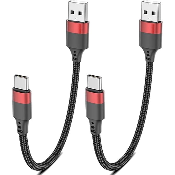 xixishop Short USB C Cable 20CM 2Pack, 0.2M USB A to USB C Cable Nylon Braided Short Type C Charger Cord Fast Charging Lead for iPhone 16 15 Samsung Galaxy S24 S23 S22 Note 20 10 A50 A20 Moto G LG