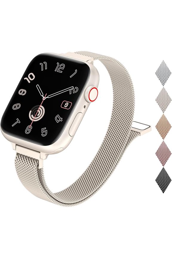 Slim Milanese Loop Compatible with Apple Watch Band for women 41mm 40mm 38mm 42mm 46mm 45mm 44mm, Stainless Steel Magnetic Mesh Strap work on iWatch Series 11 10 9 8 7 6 5 4 3 & SE 3 2 1