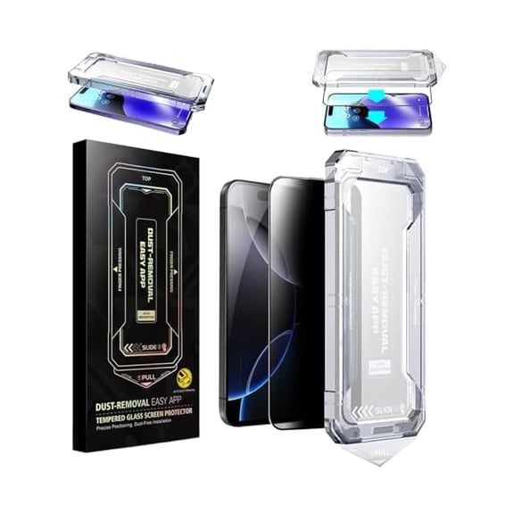 xixishop SmoothShield 2 Packs - Tempered Glass Screen Protector with Anti-Scratch Anti-Fingerprint Privacy & Auto Dust-Free Install for iPhone 16/15/14/13/12 Pro Max (Privacy Edition,For iPhone 12)