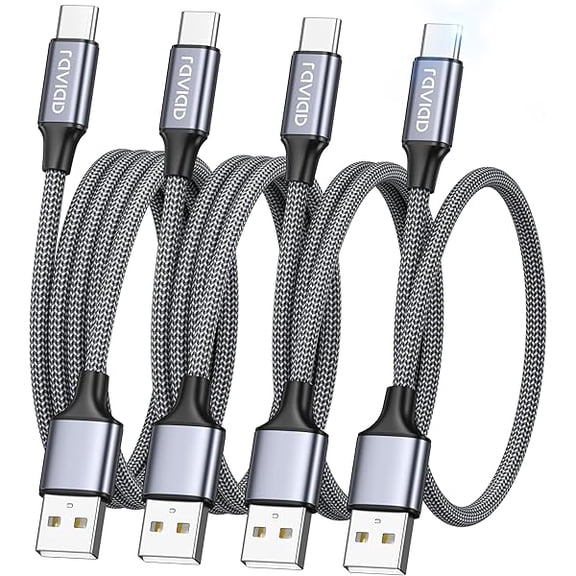 xixishop USB C Charger Cable, 4Pack 0.5M+1M+2M+3M Type C Charger Fast Charging 3A Nylon Braided USB C Cable for iPhone 16/15 Plus Pro Max, Samsung Galaxy S24/S23/S22, Huawei P40/P30, Google Pixel