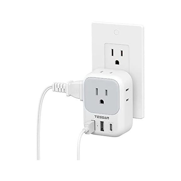xixishop USB Wall Charger, Wall Plug Adapter Outlet Extender, 3 Charger Block (1 USB C Port), Multi Charging Station for Cruise, Bathroom, Office, Dorm Essentials
