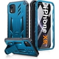 thumbnail image 1 of xixishop for iPhone XR Phone Case: [Built-in Screen Protector & Kickstand] [Military Grade Drop Protection] Heavy Duty Full Protective Matte Textured Shockproof TPU Rugged Phone Cover - Blue, 1 of 1