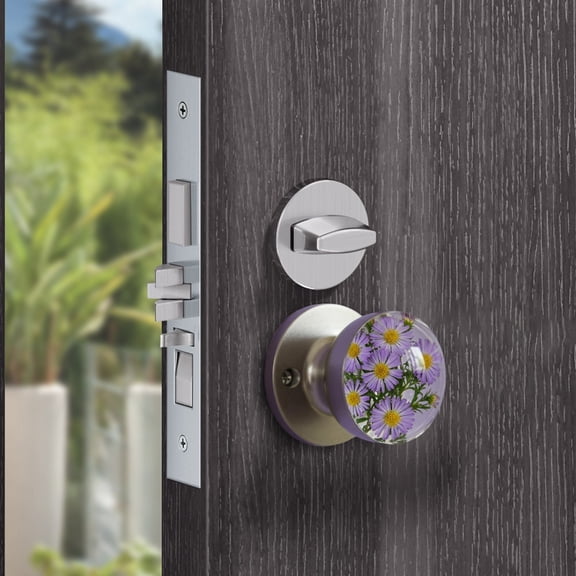 xiziHUAN9C Door Handle,Nature Style Transparent Animals Doorknob,Retro Round epoxy Flower Door knobs,Creative Artistic Decor for Bedroom, Living Room, Office,F