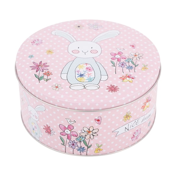 xiziHUAN9C Easter Bunny Tinplate Candy & Snack Container - Holiday Festival Cookie Jar for Kids, Decorative Party Treat Storage with Lid,Pink - 17cm