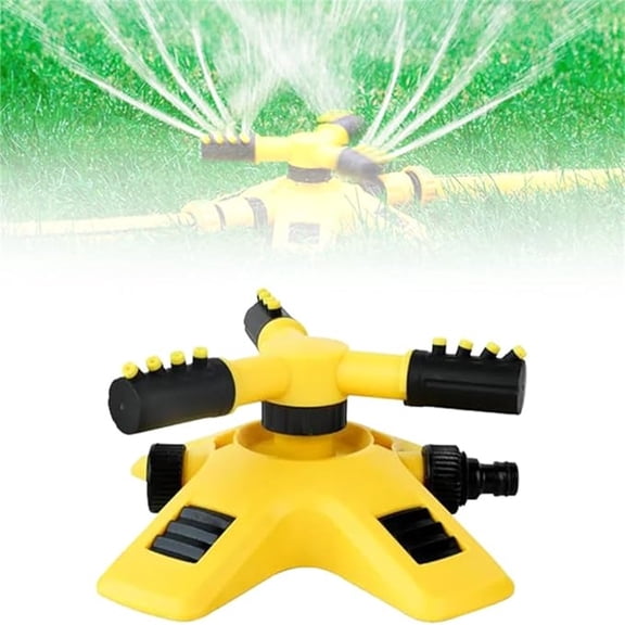 xjwjuw 360 AUTOMATIC ROTATING SPRINKLER 3-Arm Portable Garden Watering System for Lawns & Gardens, ABS Durable Design, Water-Saving Modes for Efficient Irrigation