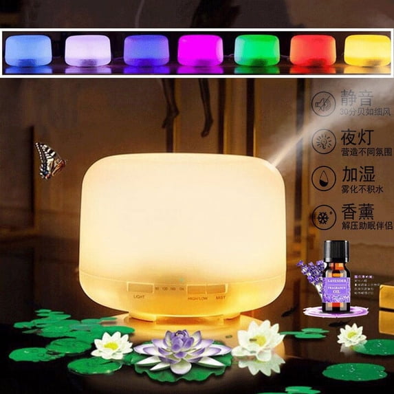 xjwjuw 500ML Aroma Oil Diffuser Humidifier, 5-in-1 Purifier & Night Light with Auto Shut-Off, Color Changing Lights & Timer Settings, for Home, Bedroom, Living Room Relaxation
