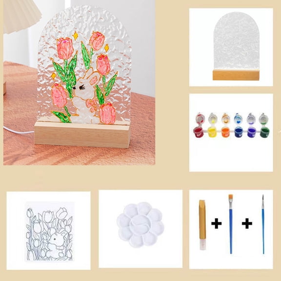 xjwjuw DIY Water Ripple LED Night Light, Acrylic Flower Ambient Light, USB Powered, Soft Warm Light, Children's Day Gift, for Bedroom, Desktop Decor, Kids' Room, Creative Activity