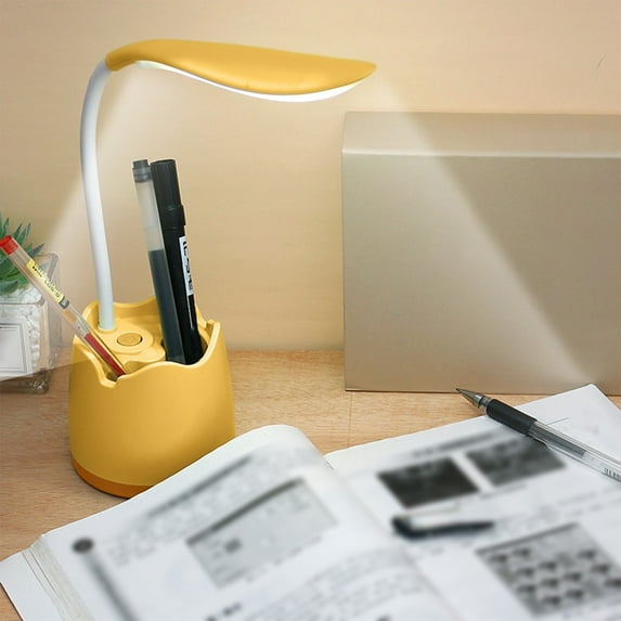 xjwjuw Eye Protection Desk Lamp, USB Rechargeable LED Reading Light with Flexible Gooseneck and Clip, Dimmable Study Lamp for Dormitory, Bedside, Office, Remote Work, Student Reading and Homework