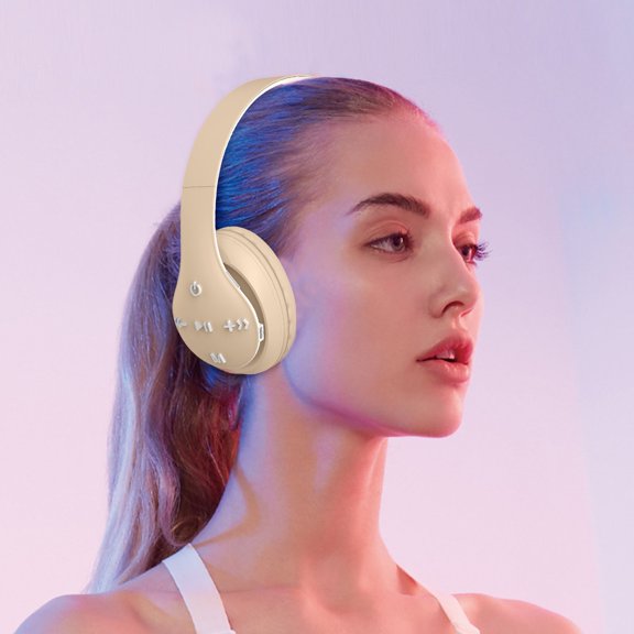 xjwjuw Foldable Wireless Bluetooth Headset, Macaron Color Over-Ear Headphones, 3D Stereo Sound, HIFI HD Sound, Adjustable Comfortable Ear Cups, Long Battery Life, Gaming Music Phone Use