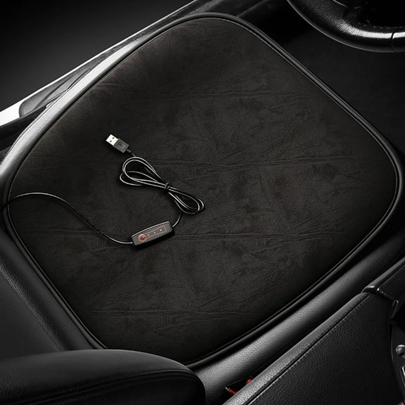 xjwjuw Heated Car Seat Cushion, 12V Portable Vehicle Heating Pad for Back Buttocks and Legs, Fast Heating, Adjustable Temperature, Non-Slip Silicone Bottom, Winter Driving and Home Use
