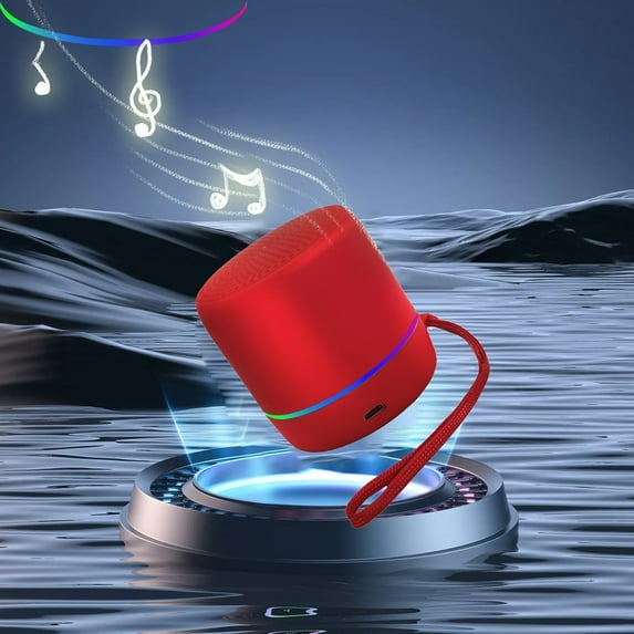 xjwjuw Mini Bluetooth Speaker with Colorful RGB Lights and HiFi Stereo Sound, Portable Waterproof Speaker with Long Battery Life and Strong Bass, Outdoor Sports Camping Travel Party Companion