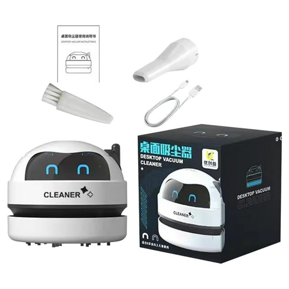 xjwjuw Mini Desktop Vacuum Cleaner for Kids, USB Rechargeable Crumb Collector with Strong Suction and Washable Filter, Small Table Cleaner for Desk Sofa Bed Keyboard, Cute Portable Gift Vacuum