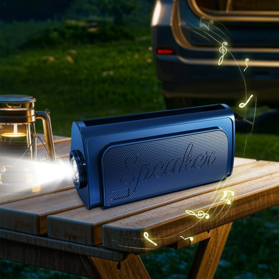 xjwjuw Mini Outdoor Wireless Bluetooth Speaker with Solar Charging, Flashlight, TF Card, Phone Stand for Camping, Hiking, Travel, Party, Beach, Home, Office, Sports, Outdoor Adventures, Gifts