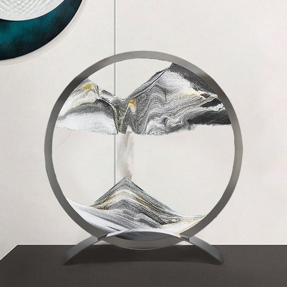 xjwjuw Moving Sand Art Picture, 360° Rotating Glass Sandscape & Relaxing Visual Effect, Lead-Free Clear Glass Frame, Desktop Art Decor for Home, Office Bookshelf and Stress Relief