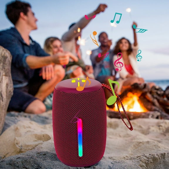 xjwjuw Outdoor Bluetooth Speaker with LED Light and HiFi Stereo Sound, Waterproof Wireless Speaker with Bluetooth 5.1 and Long Battery Life, Portable Subwoofer for Camping Hiking Travel