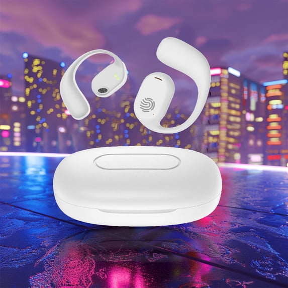 xjwjuw Over-Ear Rotatable Bluetooth Earbuds 5.4, Digital Power Display, 360° Stereo Sound, cVc8.0 Noise Reduction, 180° Adjustable Hooks, Auto Pairing, Great for Music, Calls, Daily Wear
