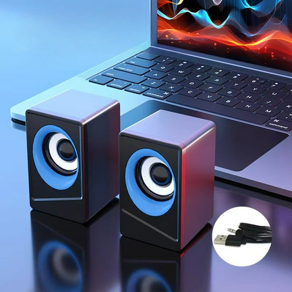 xjwjuw Portable Laptop Speakers USB 2.0 Mini Sound Box, Immersive Stereo Audio and Plug and Play Convenience, Compact Wired Computer Speakers for Desktop, PC and Mobile Devices