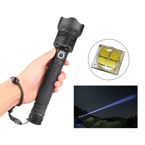 xjwjuw Rechargeable High Lumens LED Flashlight, IPX6 Waterproof & USB Charging, Power Display with Multi-Mode Dimming & Focus Adjustment, Handheld Strong Light Torch for Camping, Hiking and Outdoor
