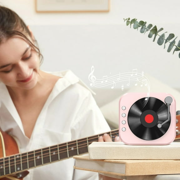 xjwjuw Retro Mini Bluetooth Speaker with Rotatable Record Player Design, Bluetooth 5.3, Card/AUX/USB Playback, HIFI Sound, for Music & Decoration, Ideal for Desktop, Home, Office and Gift Giving