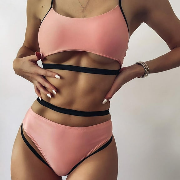 xjwjuw Sexy Women's Bikini Leopard Print Triangle Cup Halter Top Swimsuit, Stylish and Bold Beachwear for Summer