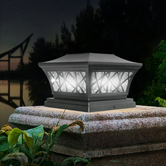 xjwjuw Solar Fence Post Cap Lights, Decorative Outdoor LED Lights for Patio, Garden, Gate, Courtyard, Pathway, Step, Wall, Waterproof Solar Powered Lighting, Auto On/Off Energy Saving
