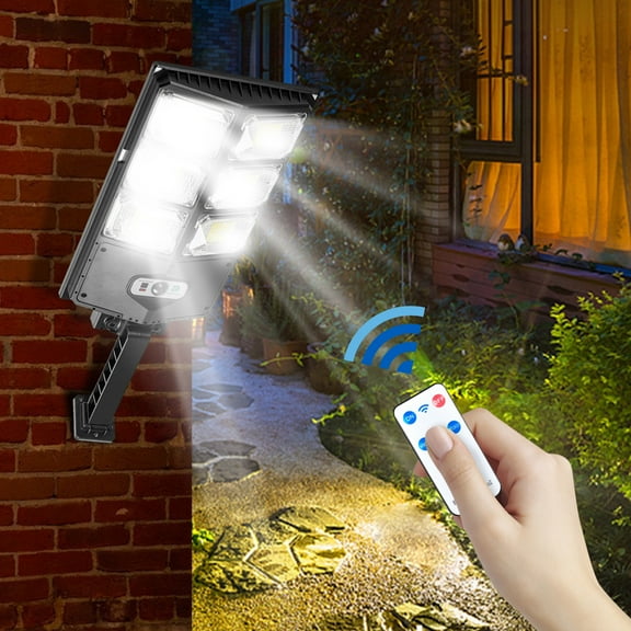 xjwjuw Solar Outdoor Motion Sensor Lights, 252 LED Beads, 3 Lighting Modes, IP65 Waterproof, High Sensitivity, Remote Control, Wall Security Lights for Fence, Garden, Patio, Front Door, Garage