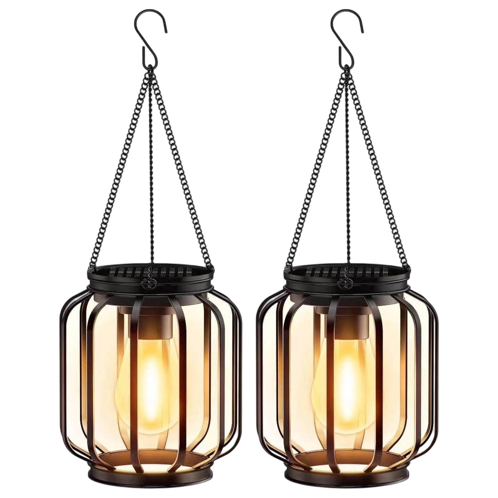 xjwjuw Solar-Powered Iron Square Chandelier for Outdoor Courtyard - Waterproof, Durable Fairy Lights with 12H Continuous Lighting, Vintage Design for Garden, Patio, Summer Decor