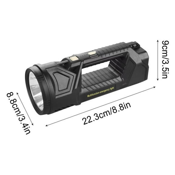 xjwjuw Super Bright Double-Head LED Flashlight, High Lumens Spotlight with 6000mAh Battery, Power Bank Function & Power Display, Long-Range Waterproof Handheld Light for Outdoor Emergencies