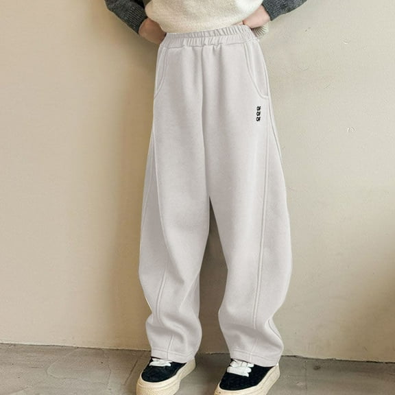 xjwjuw Wide Leg Pants Kids Girls Age 8-16 Years Fashion Loose Fit Trousers Teen Girls Elastic Waist Tighter Comfy Stretchy Spring Winter Casual Athletic Streetwear Sweatpants
