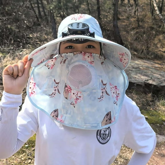 xjwjuw Women's Solar Fan Fishing Hat with 3-Speed Adjustable Cooling Fan, UPF50+ Breathable Mesh Summer Hat for Fishing, Camping, Hiking - Solar/USB Charging, Lightweight, Foldable Design