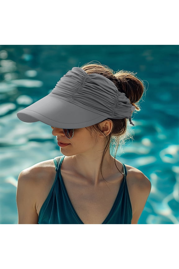 Women's Wide Brim Sun Protection Hat with Breathable Top & Adjustable Elastic Band - Lightweight Fabric for Outdoor, Beach, Swimming, Summer Accessories