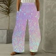 thumbnail image 1 of xjwjuw Womens Casual Sparkly Sequin Pants High Waisted Wide Leg Palazzo Bell Bottom Dance Trousers Loose Pull On Comfy 70s Magic Glitter Disco Party Long Maxi Pants, 1 of 5