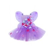 xkwyshop Girls Fairy Costume Tutu Dress with Butterfly Wing Headband Wand Fancy Dress Up Role Play Outfits Set Purple 2-3 Years