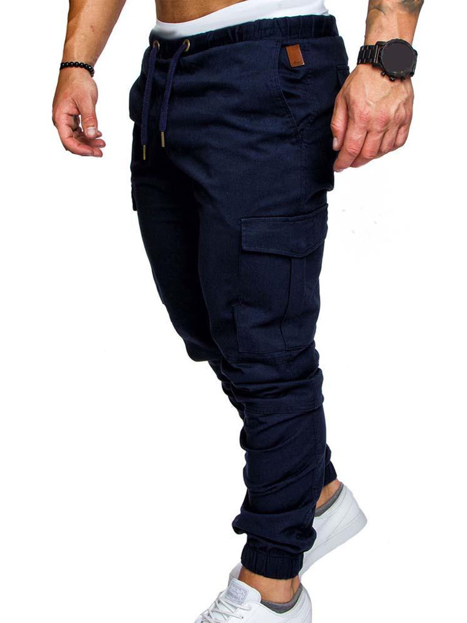 xkwyshop Men's Cargo Pants for Men Slim Fit Casual Jogger Athletic Long  Pant Chino Sweatpants Trousers Navy blue M