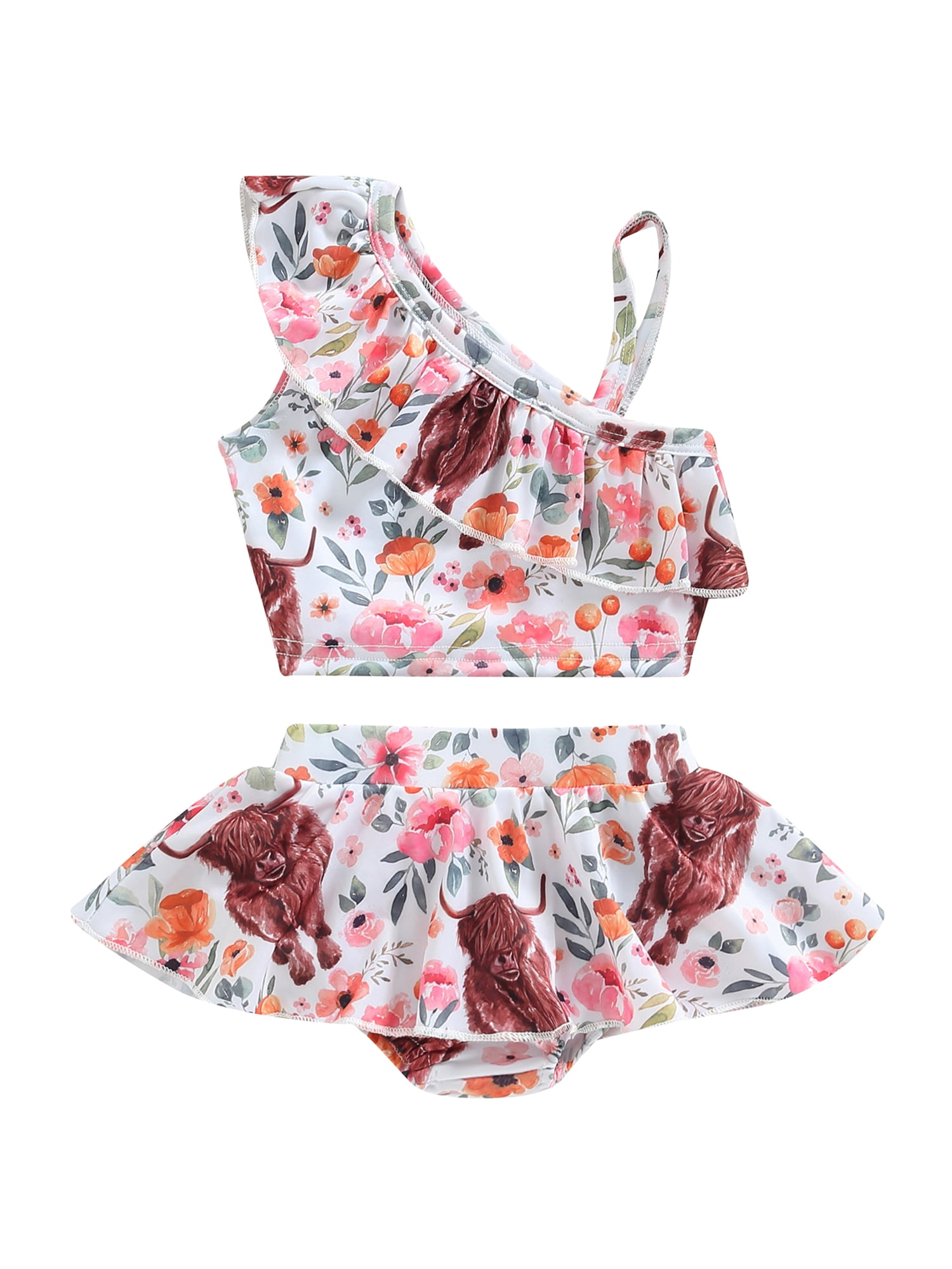 Swoon Baby Girls UPF 50 Pink Bow Trellis Swimsuit - Two Piece
