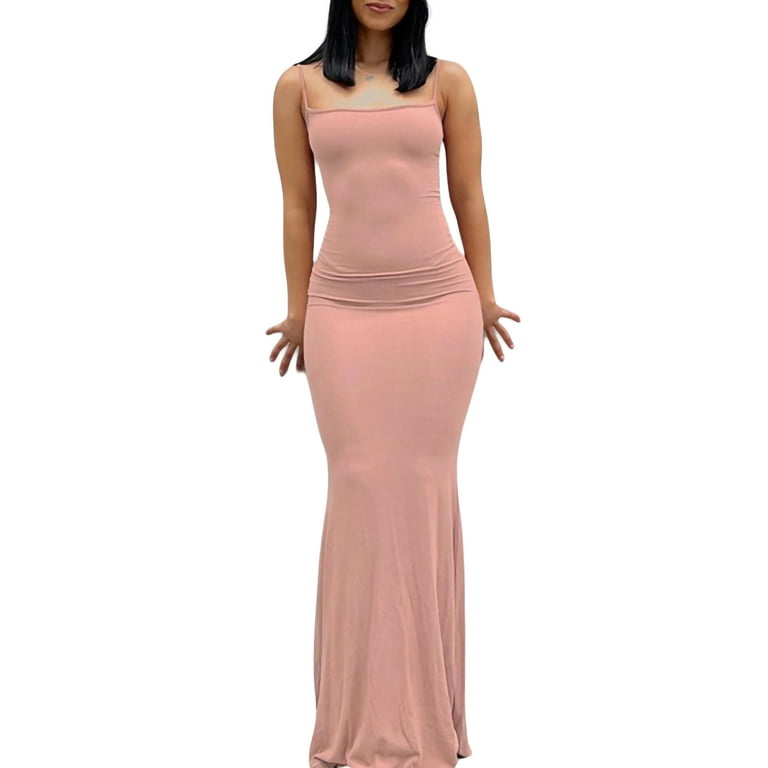 Pastel Pink Bodycon Spaghetti Straps Dress Pastel Pink Bodycon Spaghetti Straps Dress