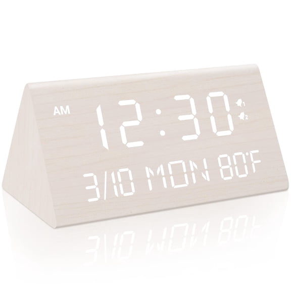 Xl-Kang 3 Alarm Settings, Weekday/Everyday Mode,Temperature and Date Display for Office, Travel, Bedroom Alarm Clock white,15*7*8cm)