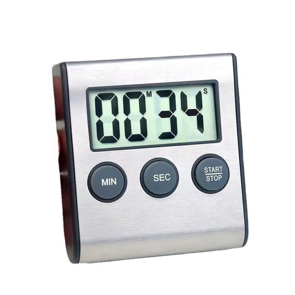 Xl-Kang Digital Kitchen Timer - Magnetic Countdown With Loud Alarm, for Cooking, Baking, Sports Games silver