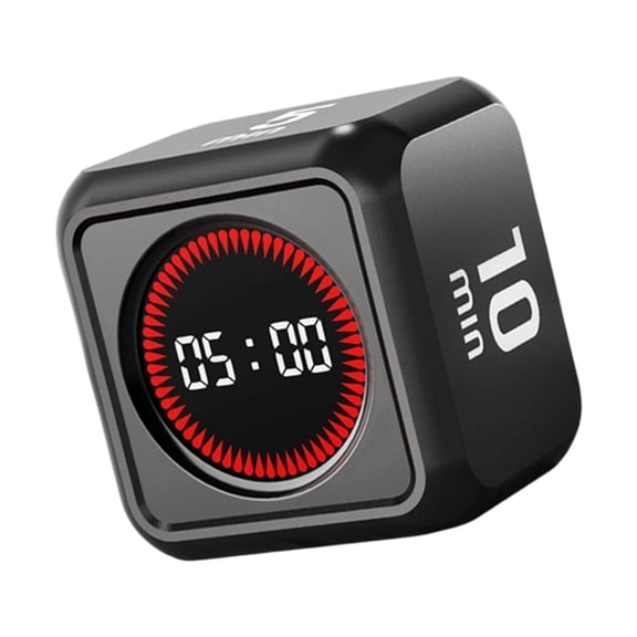 Xl-Kang Pomodoro Timer Cube Visual Productivity Flip Timer for Kids Classroom Desk, 5/10/25/45 min&Custom Countdown, Silent&Sound Mode Digital Cube for Study Work School Game Kitchen (Black)