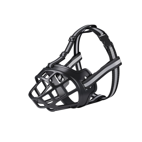 Xl-Kang Reflective breathable soft mask for soothing barking of large dogs, suitable for medium-sized dogs to prevent biting, barking, and chewing black