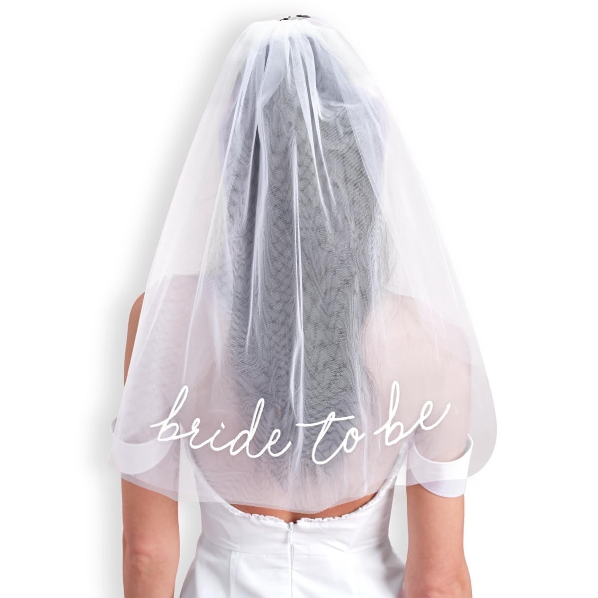 ?Women White Bride To Be Embroidered Veil Bachelorette Party Veils Accessories Bachelorette Party Veil main image 4