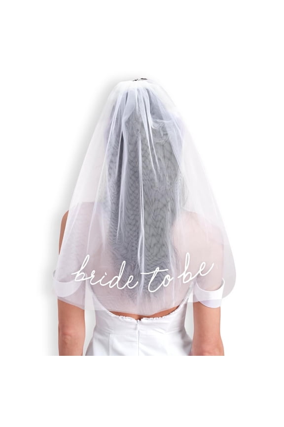 Bachelorette Bride To Be Embroidered Veil | BachParty Accessory, Bride To Be Headband Decorations, White Headpiece Bridal Shower Gift, Engagement Supplies, Wedding, Bridesmaid Favors