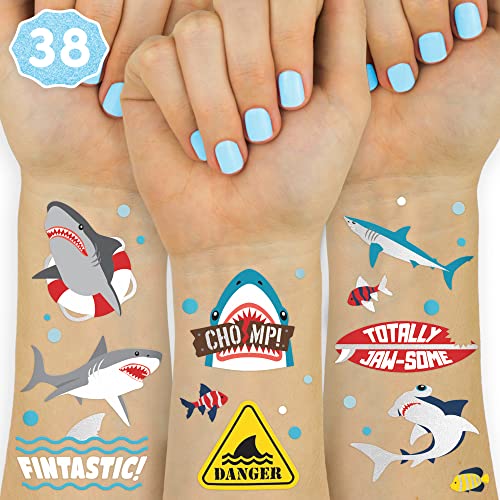 xo, Fetti Shark Temporary Tattoos 38 Metallic Styles Underwater Sea