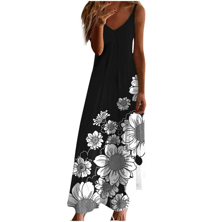 Sexy Vacation Print V Neck Sling Dress Dresses Sexy Vacation Print V Neck Sling Dress Dresses