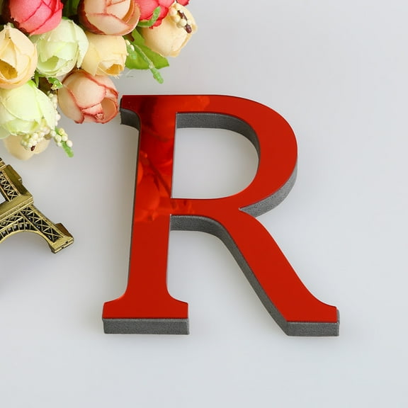 xqxayjr 26 Letters Mirror Acrylic Wall Stickers, DIY Alphabet Decals for Home Decor, Red Reflective Wall Art Mural for Living Room and Bedroom, Self-Adhesive Acrylic Letters