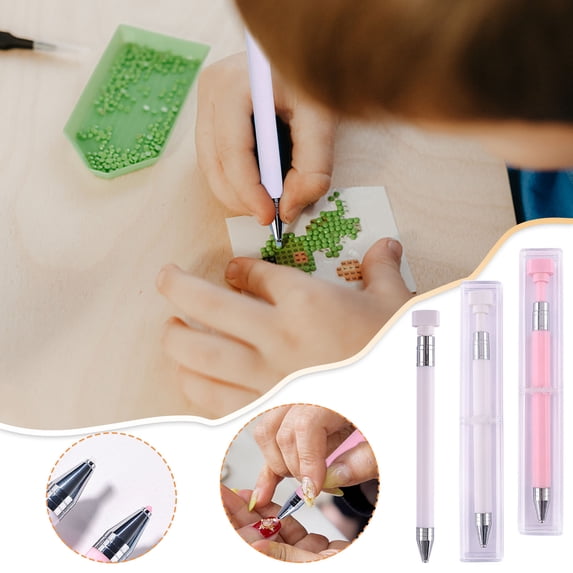 xqxayjr 2Pcs 5D Diamond Drawing Pen With Adhesive Wax, Diamond Art Tools and Accessories, Diamonds Paintings Drill Pen for 5D DIY Diamonds Paintings Kits and Craft Projects, Multi-Function Diamond
