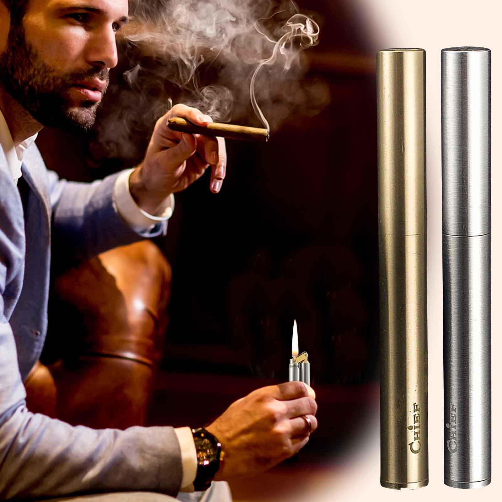 xqxayjr 2Pcs Brass Lighter Vintage Retro Drawer Automatic Ignition Kerosene Lighter, Solid Brass Windproof Refillable Lighter, Antique Pocket Lighter for Camping Hiking and Kits, Classic Style