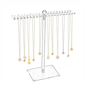 xqxayjr Necklace Organizer Clear Acrylic Jewelry Display Stand Tree Hanger Rack With Hooks For Necklaces Bracelets Pendants Rings, Jewelry Storage Organizer For Bedroom Dresser Vanity Closet Decor