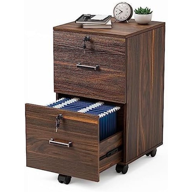xrboomlife 2 Drawer File with Lock Wood Grain White File